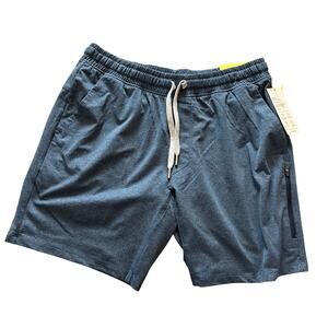 NWT All In Motion Mens Pull On Shorts Size Small Blue Soft Stretch Zip Pocket